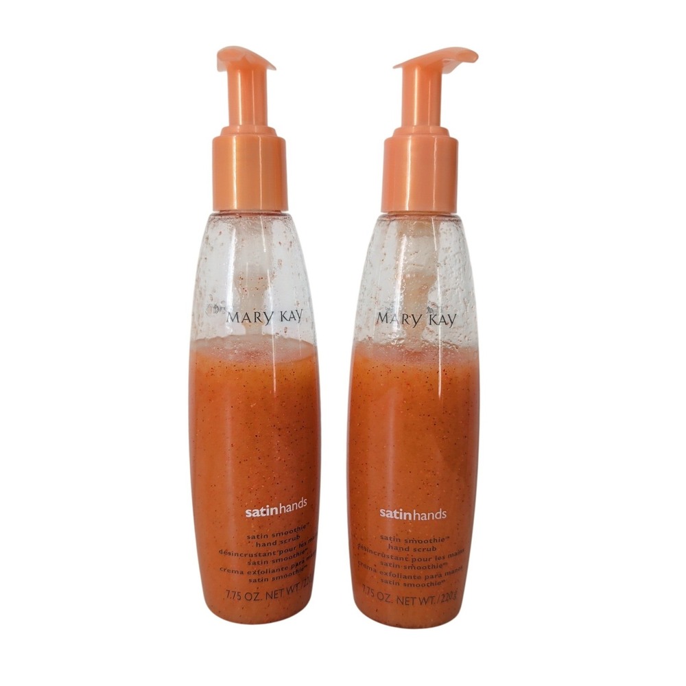 Set of 2 Mary Kay Satin Hands Satin Smoothie Hand Scrub 7.75 oz Peach Exfoliator